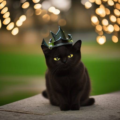 Winged Satanic Cat with Crown: Professional Photography