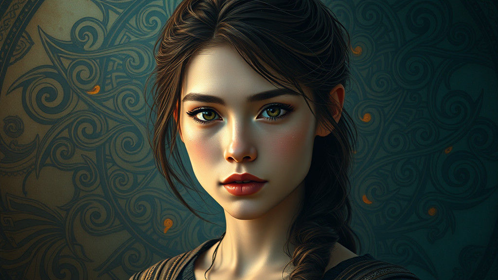 Contemplative Woman in a Fantastical Landscape