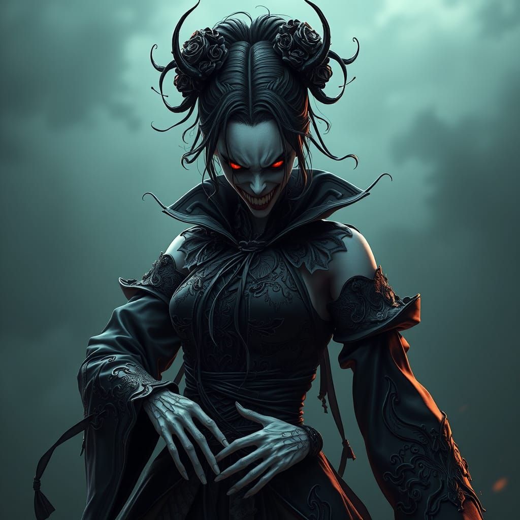 Frightening Lady in Stylized 3D Anime Art