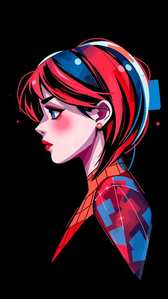 Gwen Stacy: Abstract Watercolor Profile in Vivid Colors