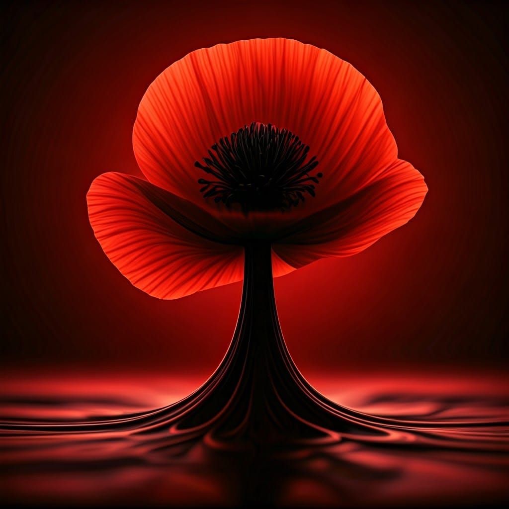 Red Poppies Ink Splatter Collage Art