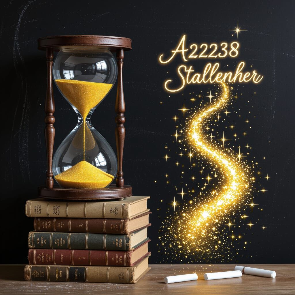 Hourglass on Books in Chalk Art Style