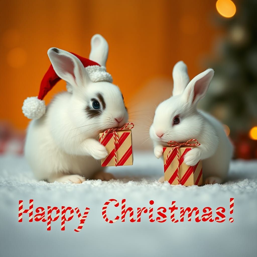 Rabbits Exchange Christmas Gifts: A Festive Film Still