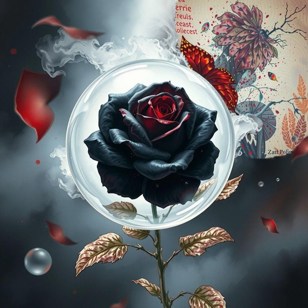 Eerie Dark Fantasy Rose in Time Vortex