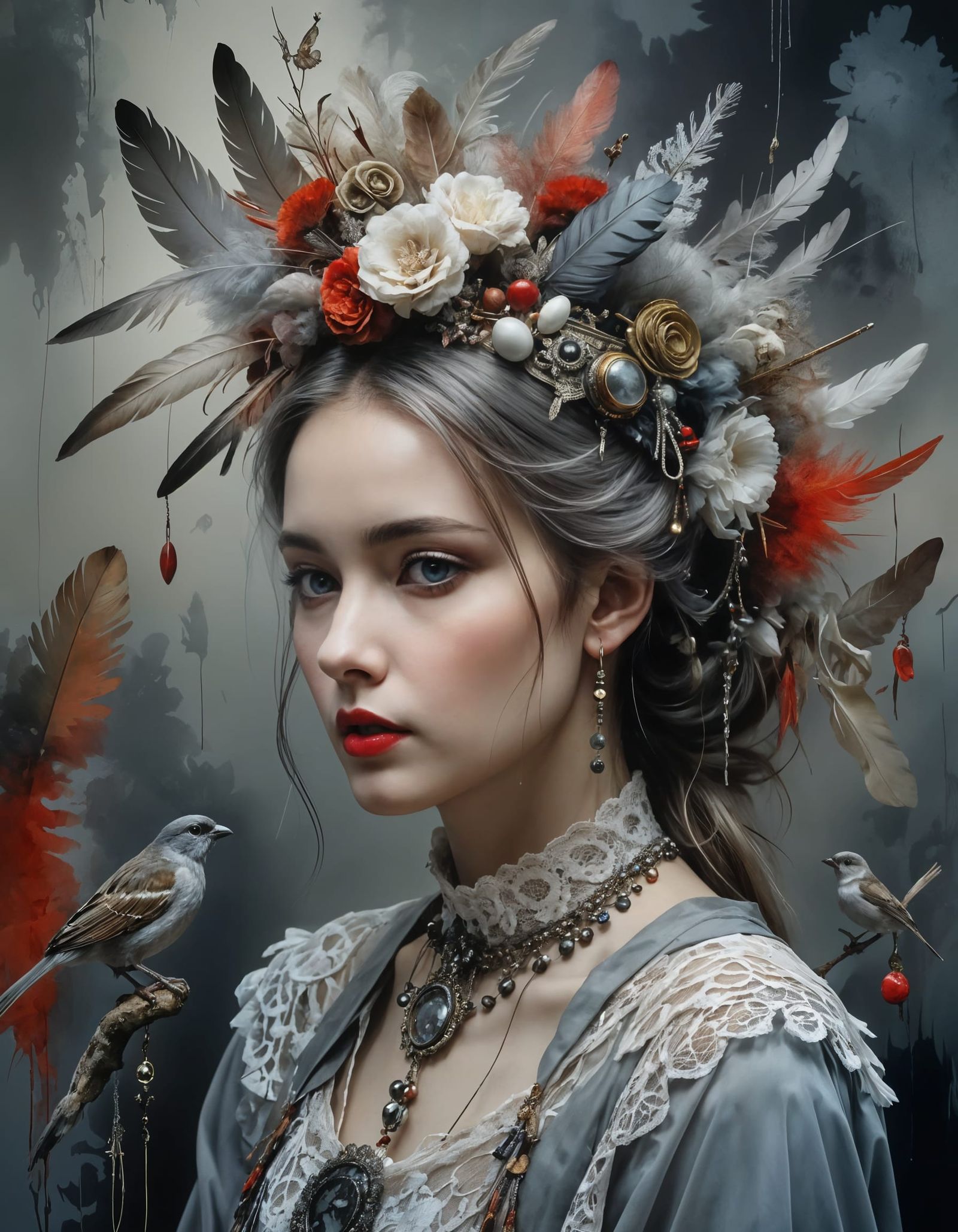 Dreamy Surreal Portrait in Vintage Style