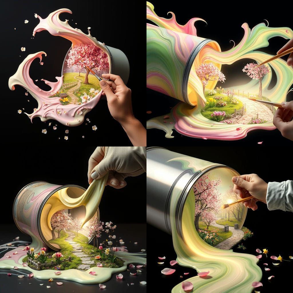 Vibrant Spring Eruption in Whimsical Art