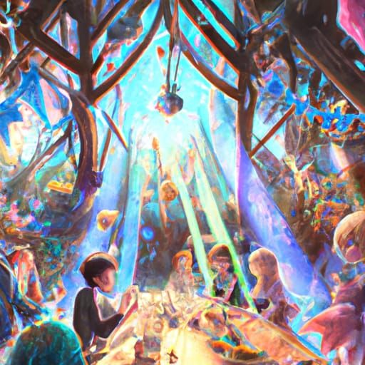 DND Party in Studio Ghibli Anime Style