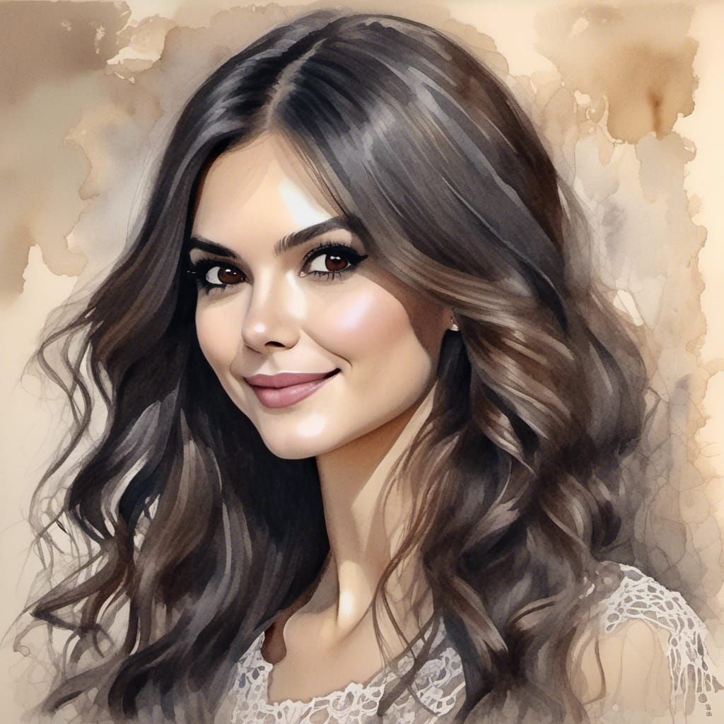 Enchanting Pencil Sketch Portrait of Woman in Lace