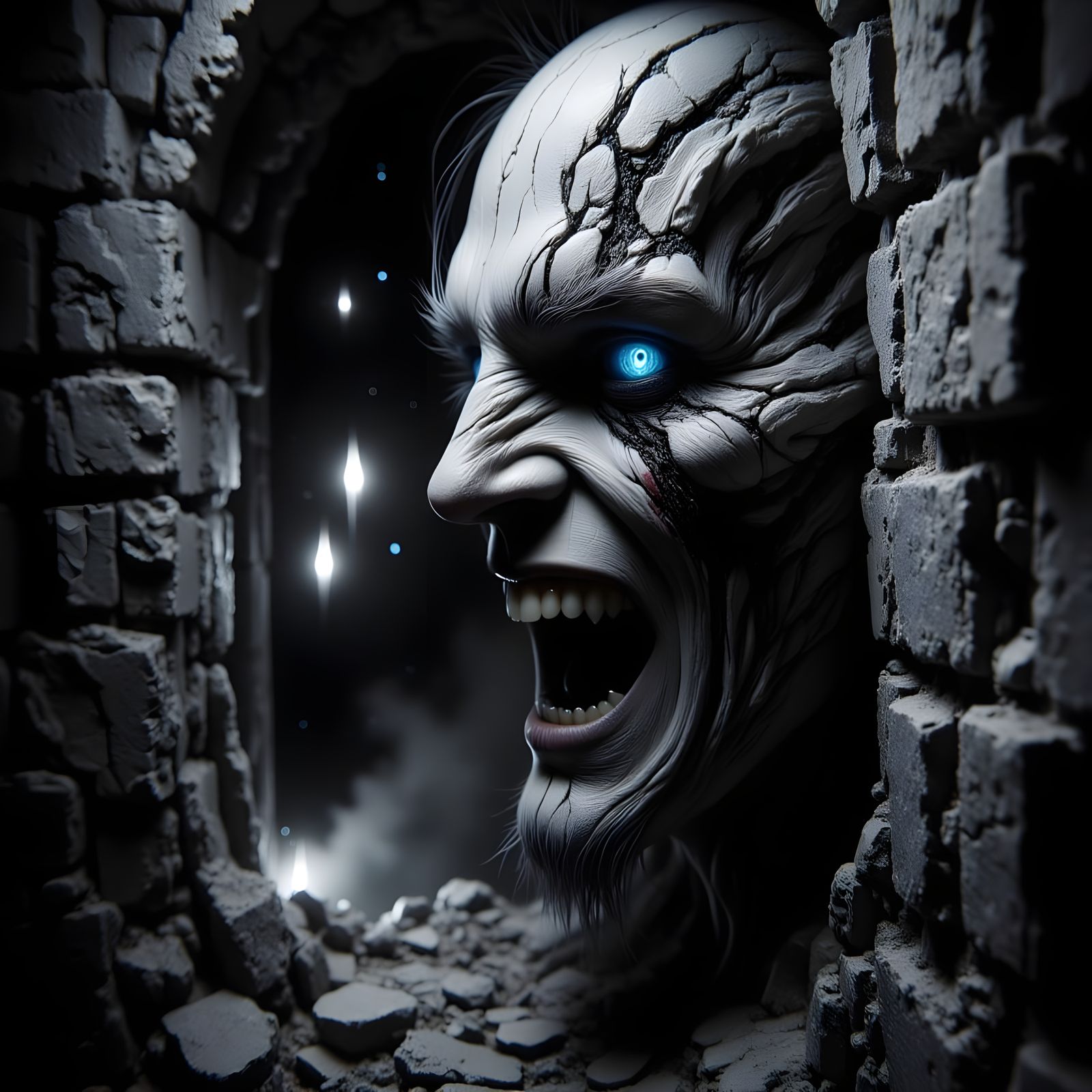 Santa Vampire Emerges: Black and White Horror