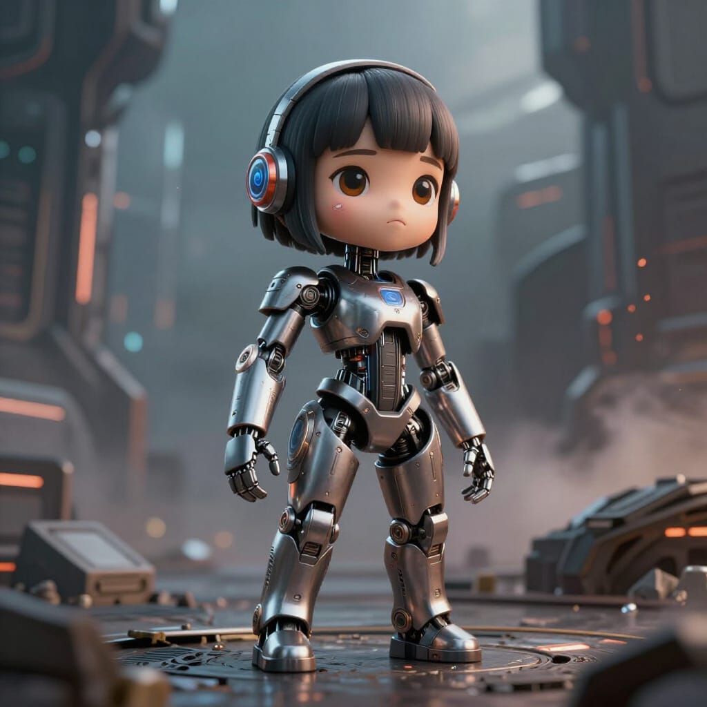 Cinematic Android Girl in Epic Sci-Fi Scene