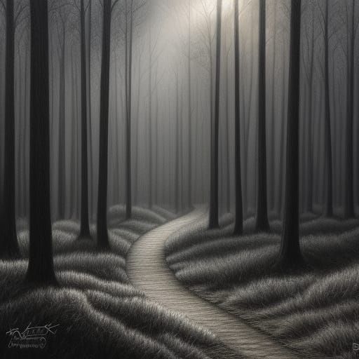 Tree in Charcoal Drawing Style