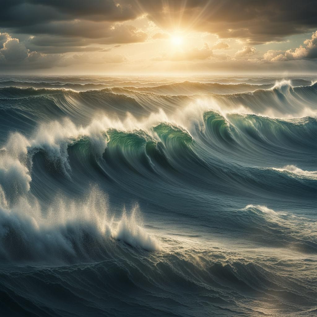 Sparkling Cresting Wave: Digital Matte Painting