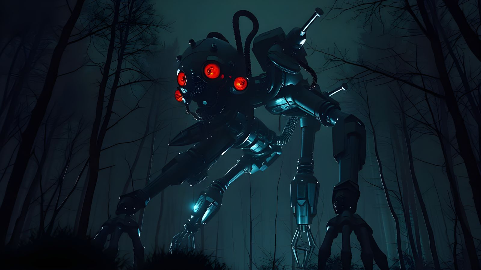 Horrific Mechanical Entity in Dark Forest