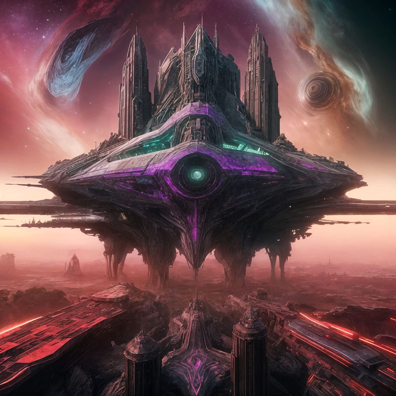 Silesian Confederacy Dreadnought on Patrol in Vibrant Scifi...