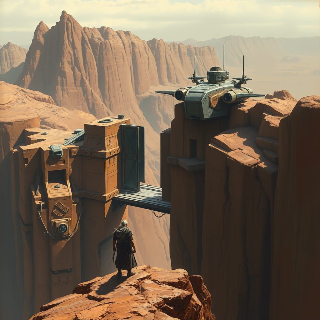 Dystopian Stronghold on Jagged Cliff Edge in Industrial Futu...