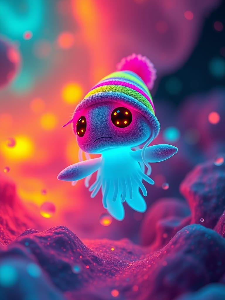 Fluorescent Plush Protozoa in Magmatic Ocean