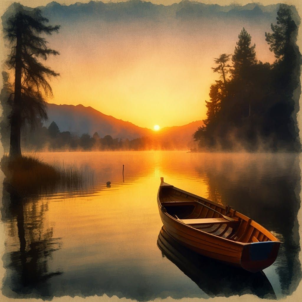 Convict Lake Sunset: Impressionistic Watercolor Painting