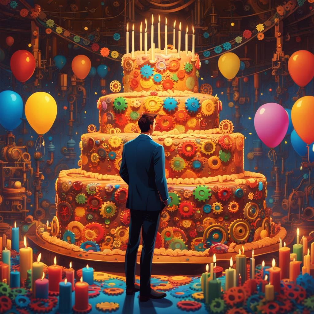 cheerful 43-year-old man celebrating his birthday.