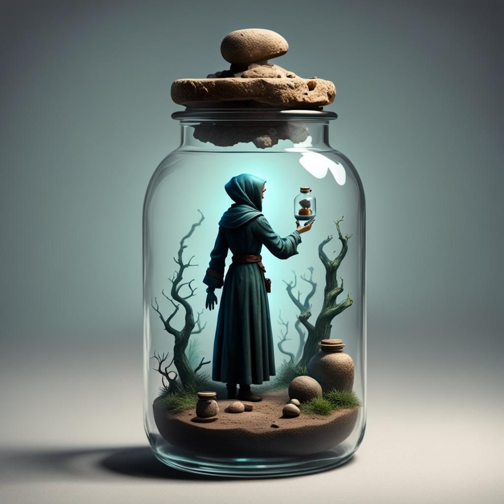 Intriguing Miniature Female Specimen Inside Jar