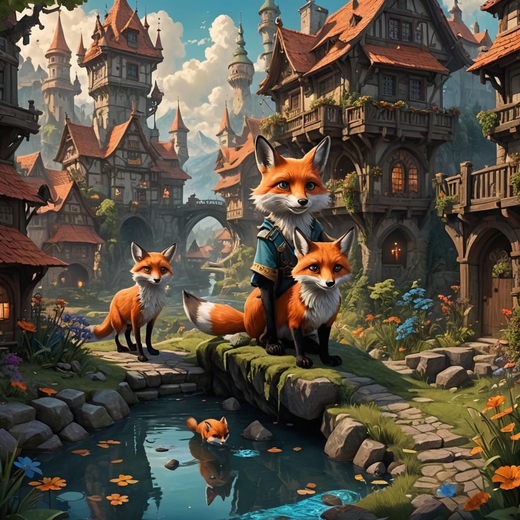 Boy and Fox Friendship in Detailed Matte Painting