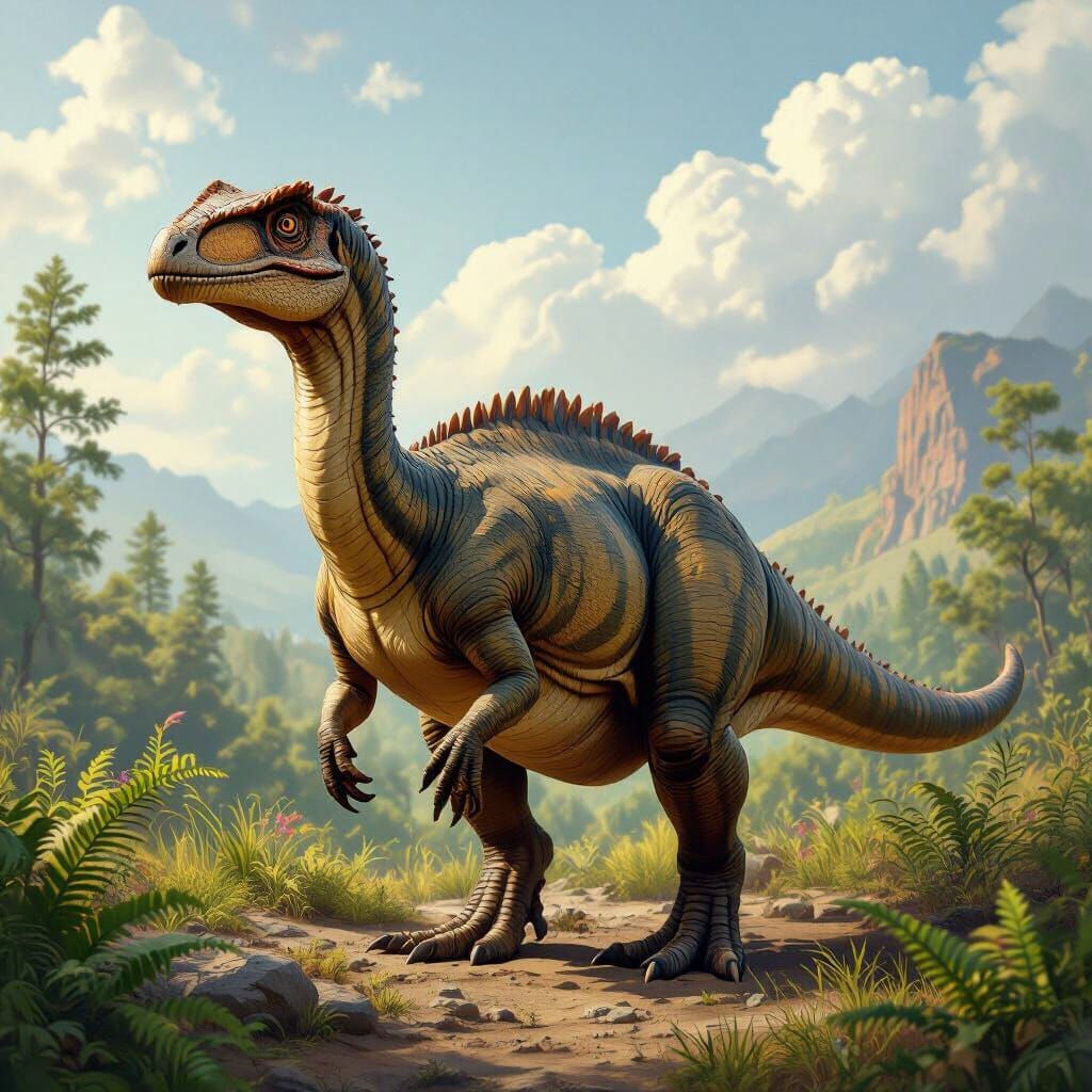 Realistic Camptosaurus in Prehistoric Landscape