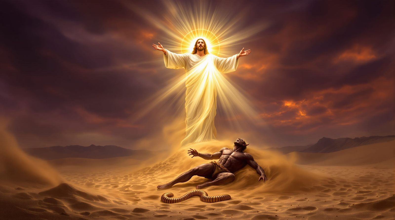 Jesus Triumphs Over Satan in Desert, Renaissance Style