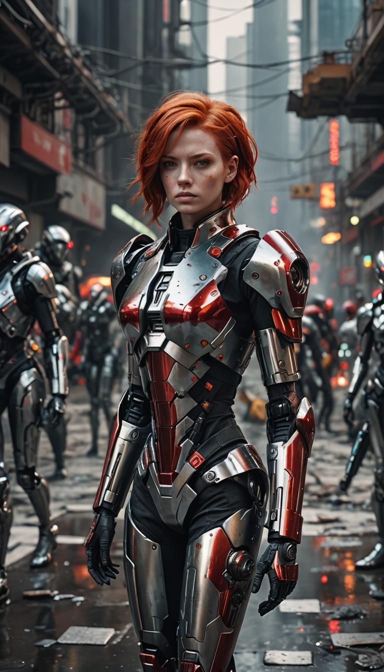 Dystopian Android Woman in Detailed Cinematic Style