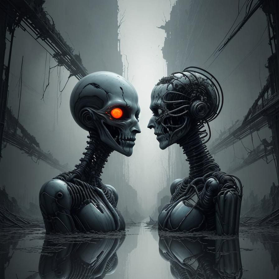 Distorted Robotic Figure in Eerie Liminal Space