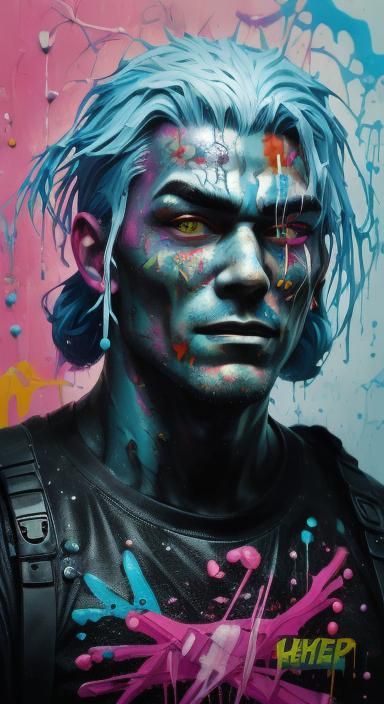 Cybernetic Graffiti Tattoo Art of Imposing Figure