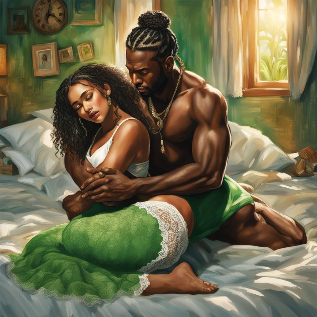 Intimate Embrace: Tribal Man and Curvy Latina Woman
