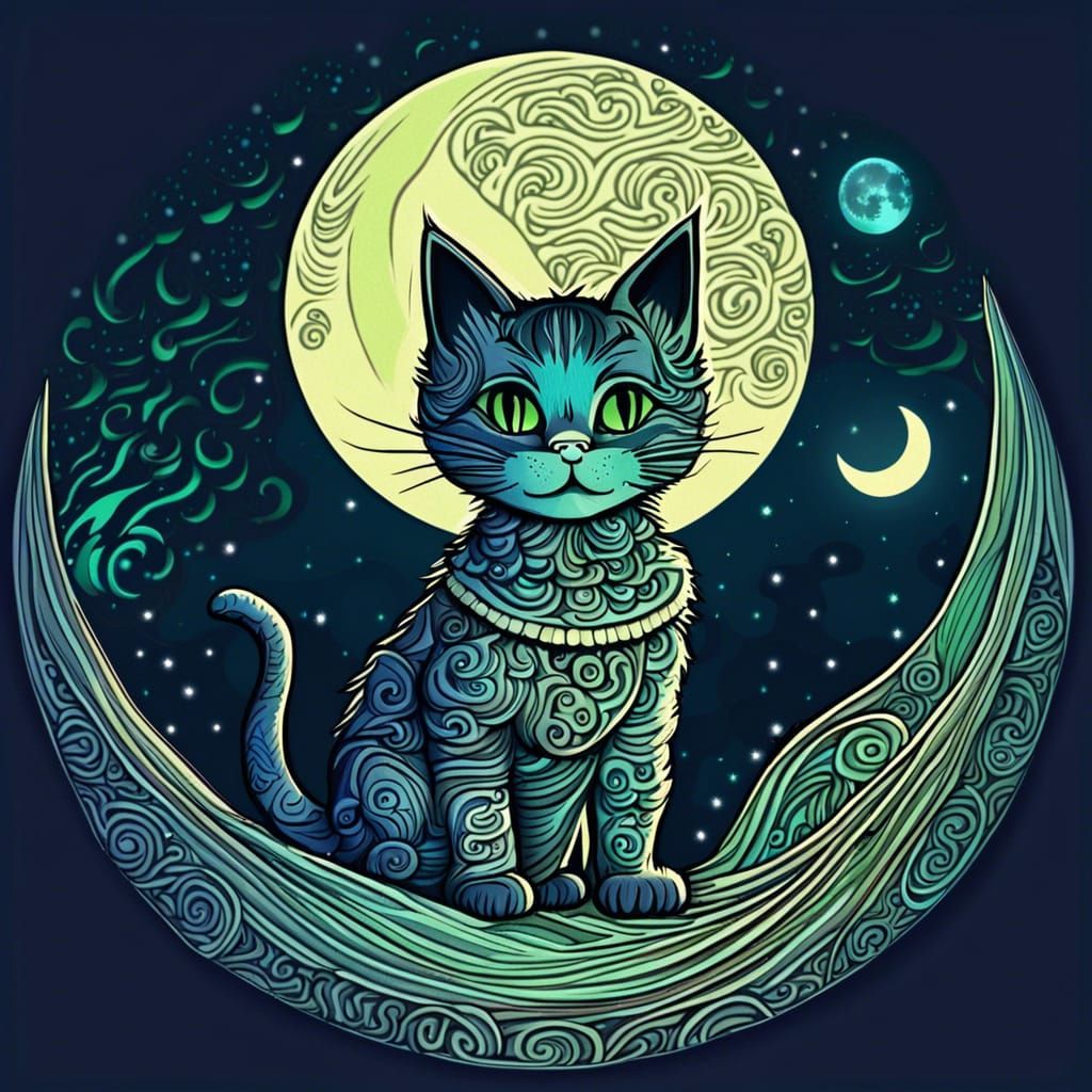 Cute Cat in Peter Pan Costume Under Aurora