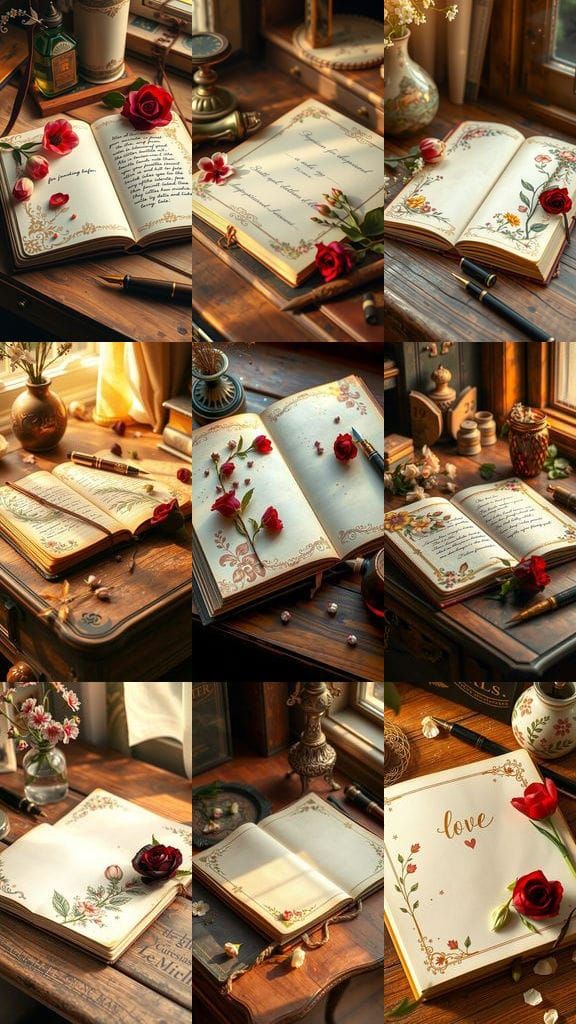 Fairytale Notebook Page with Floral Watercolor Details