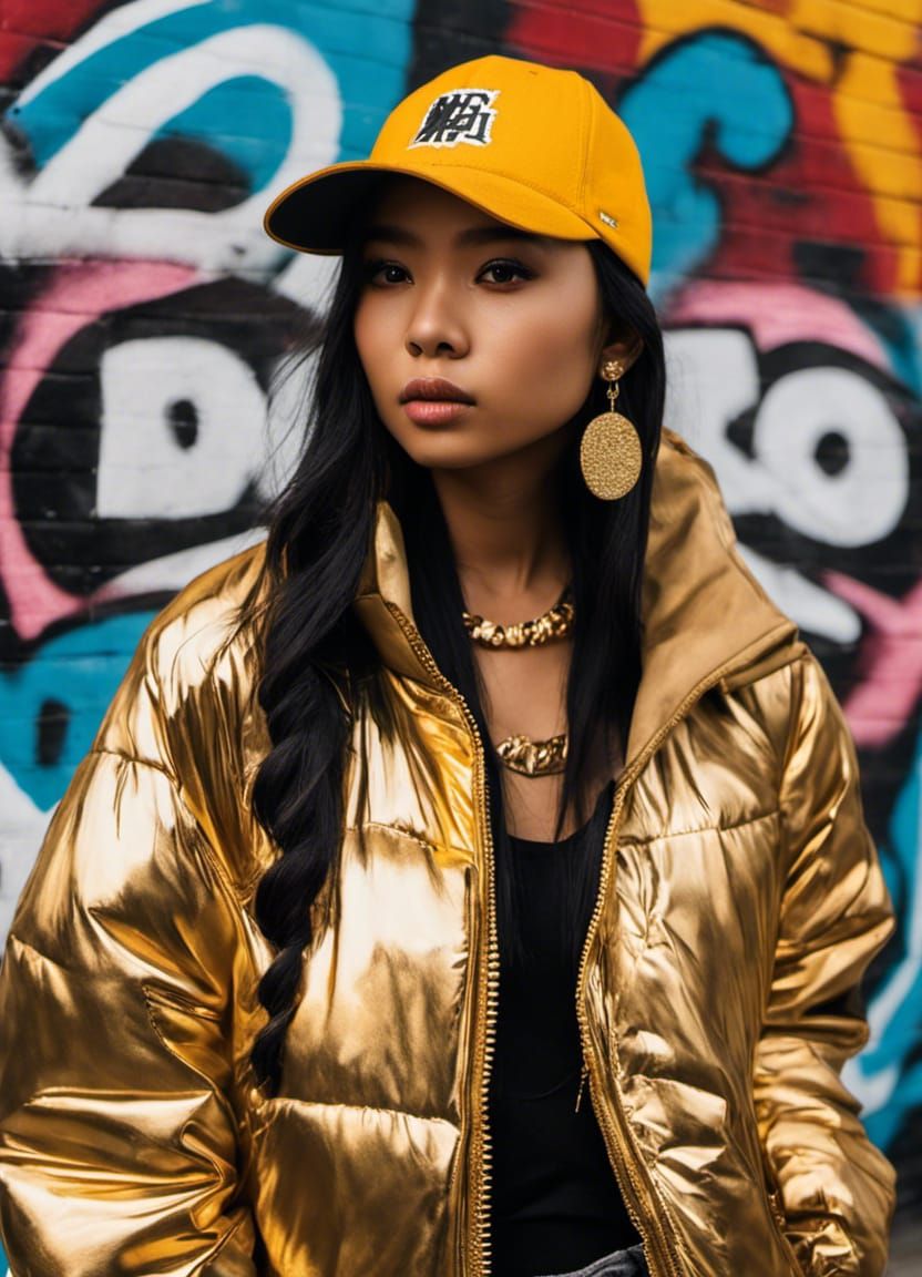 Hip Hop Fashion Graffiti Art of Indonesian Woman