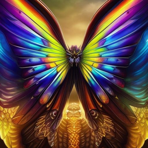 Stained Glass Butterfly Dragon Digital Art
