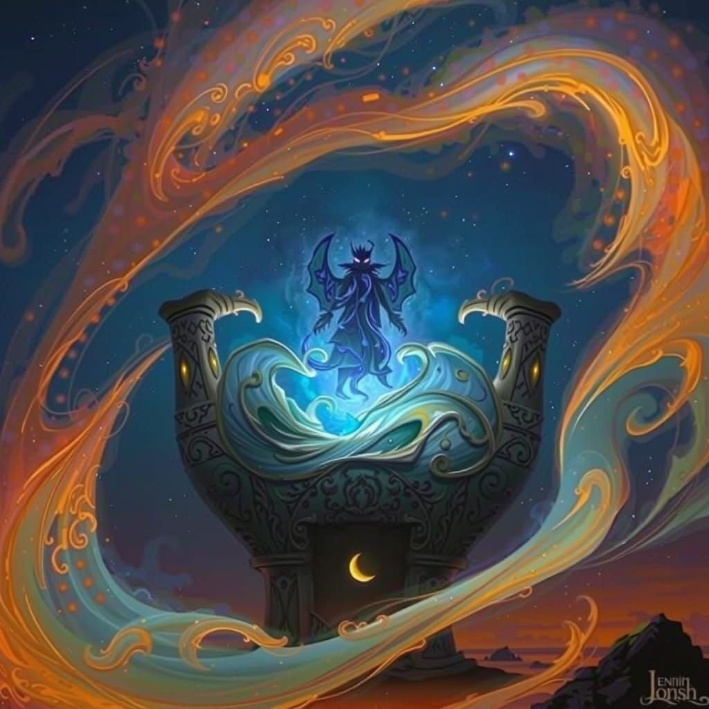 Mystical Djinn Emerges on Moonlit Beach