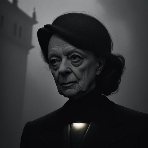 Moody Film Noir: Woman on Foggy London Street