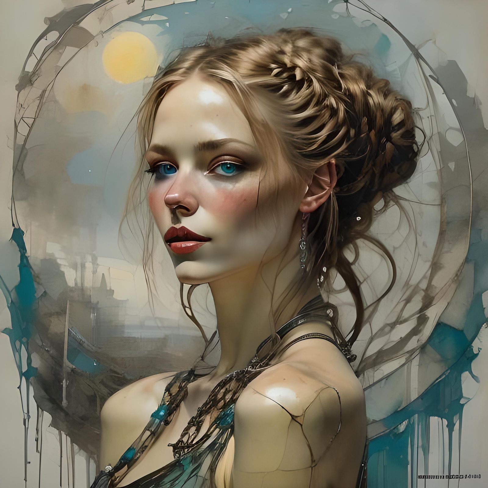 Celtic Woman in Matte Oil Painting Style