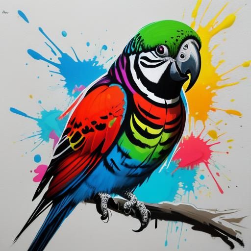 Parakeet in Graffiti Splash Art Style