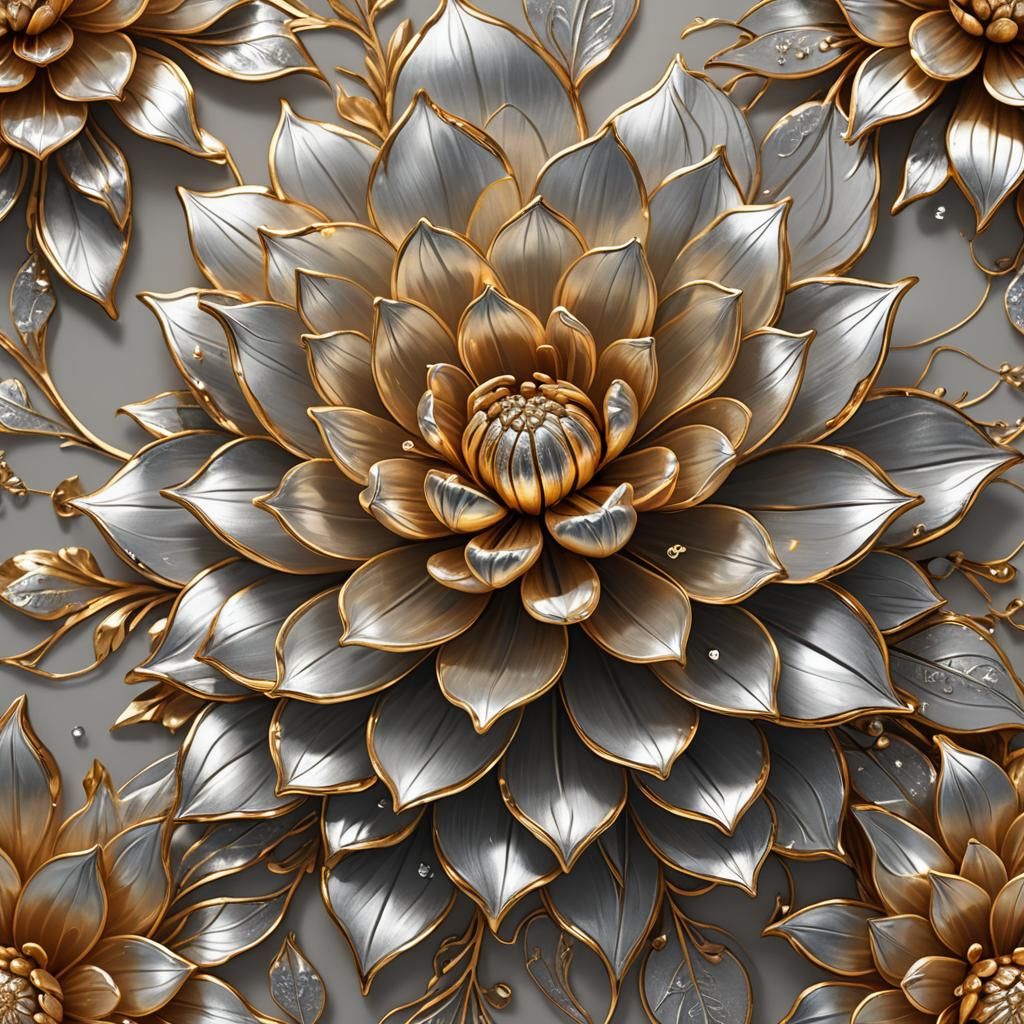 Opulent Gold Flower with Silver Lining