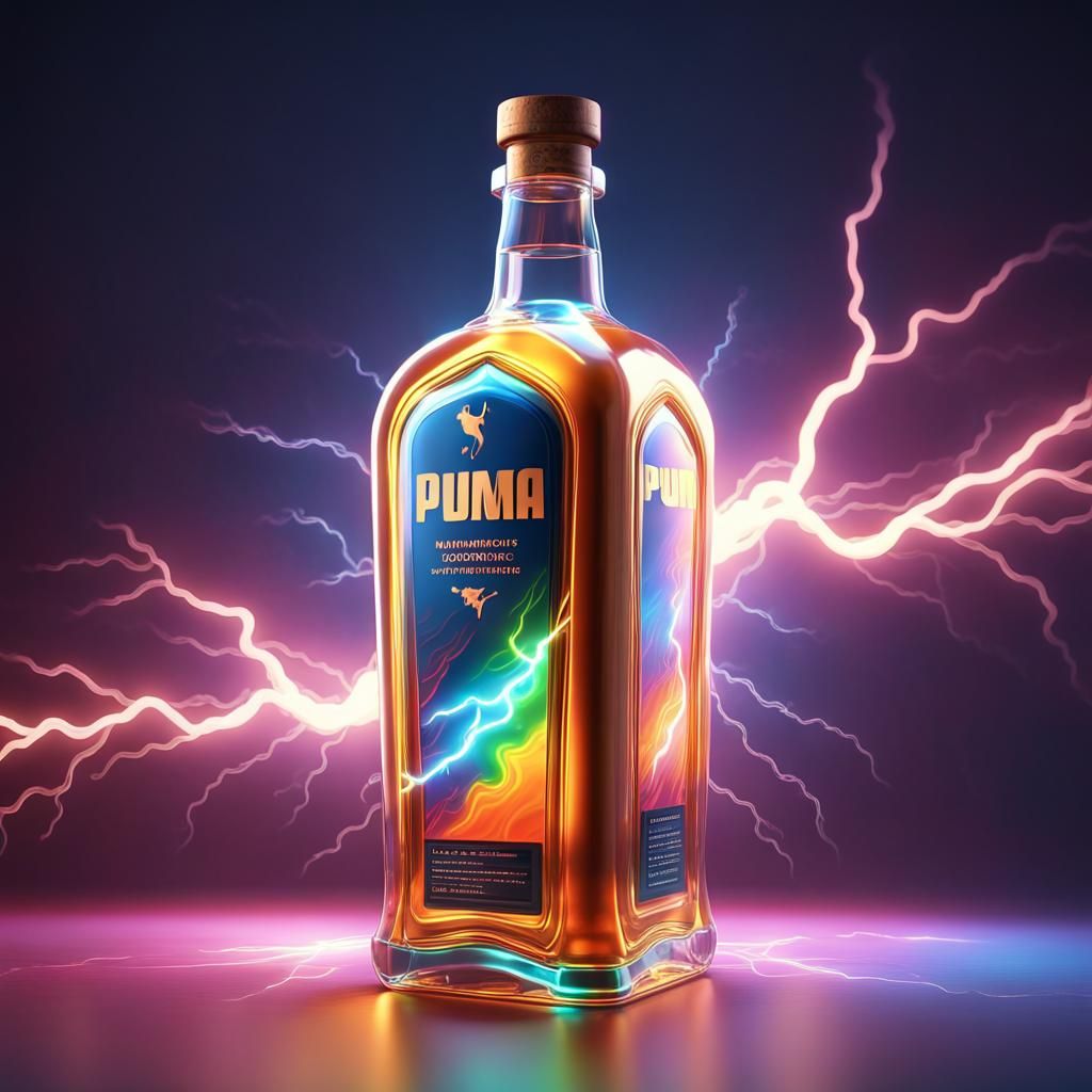 Psychedelic Lightning Whisky Bottle: 3D Render