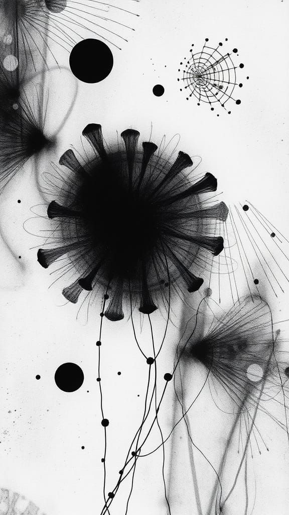 Mystical Black and White Dreamlike Photogram