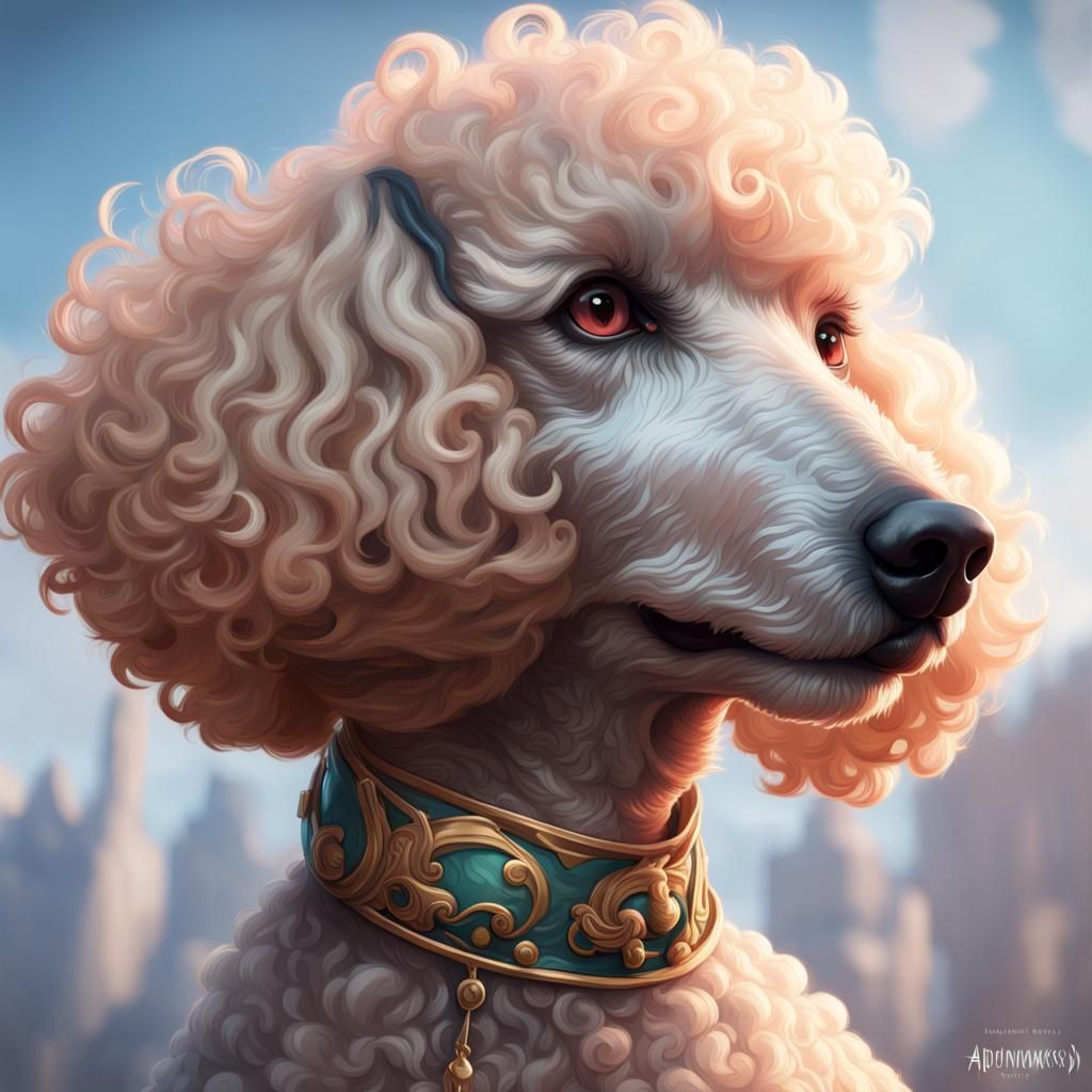 Detailed Portrait of a Poodle Dragon Hound