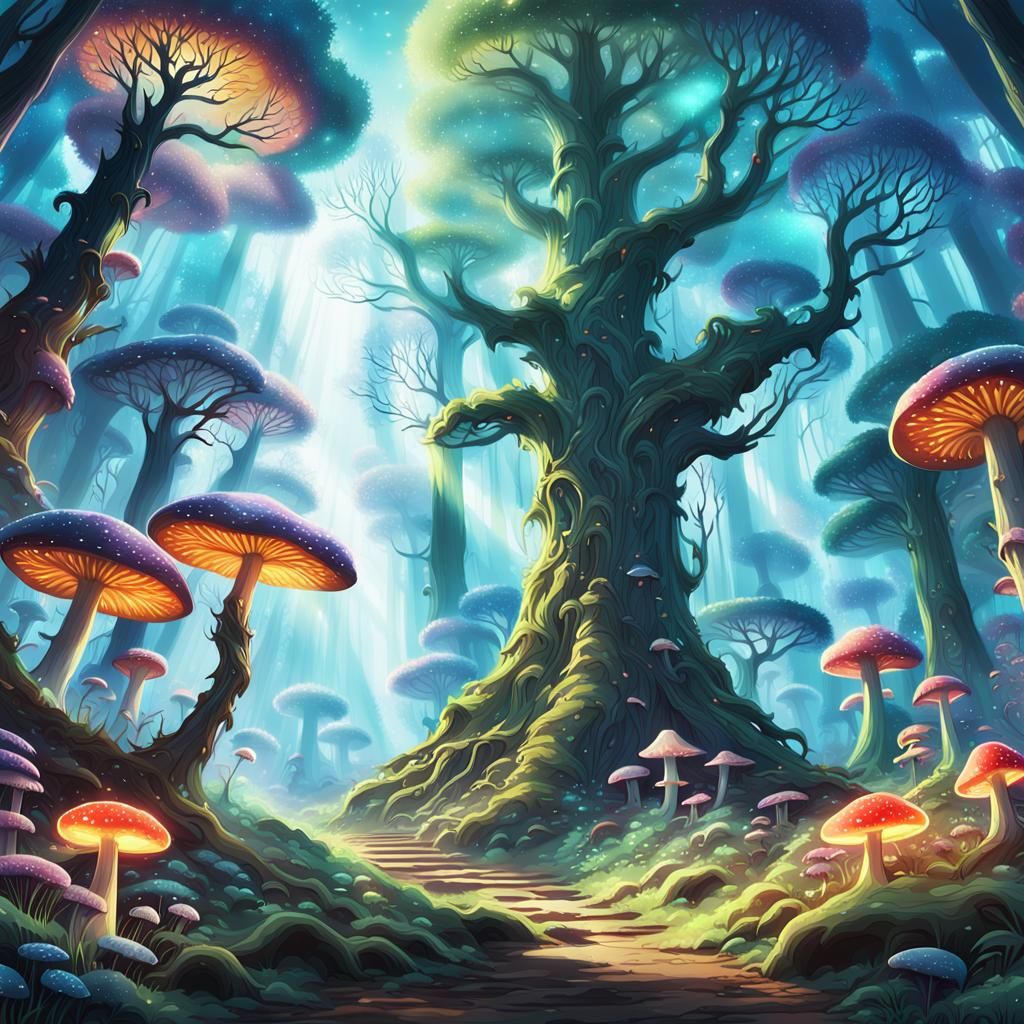 Mystical Forest in Anime Art Style