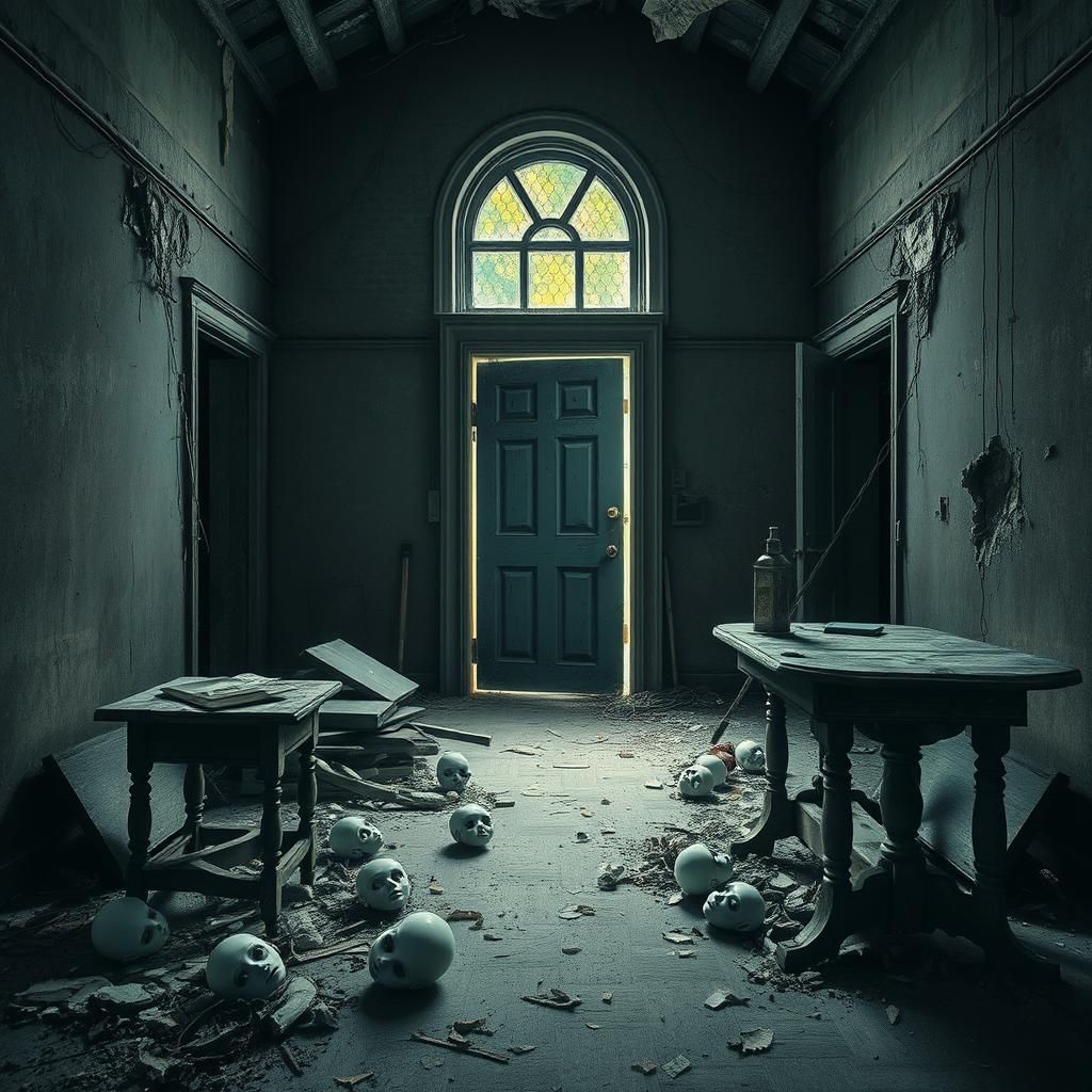 Haunting Y-Shaped Doorway in Abandoned Building