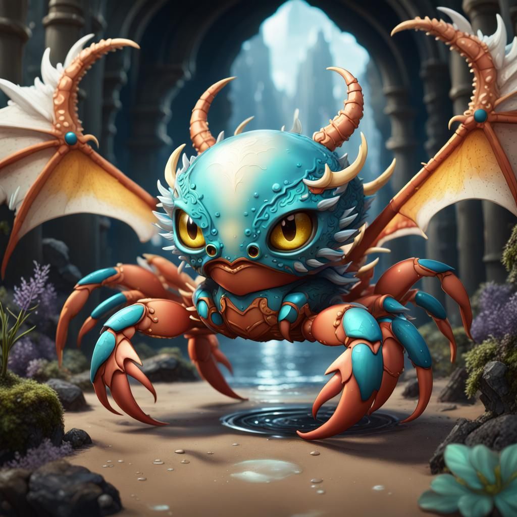 Angelic Dragon Crab: Detailed Fantasy Art