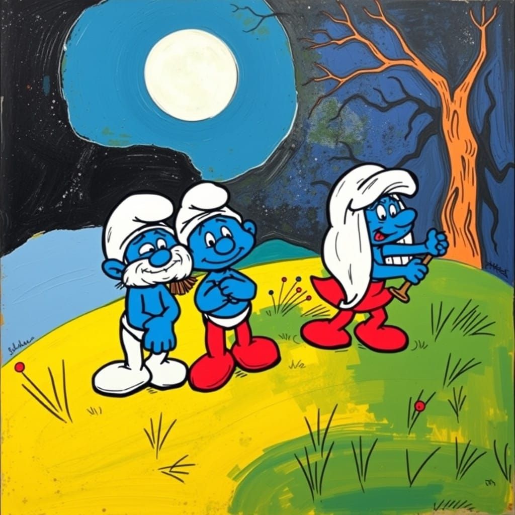 Abstract Cubist Smurfs in Euclidean Geometry Style