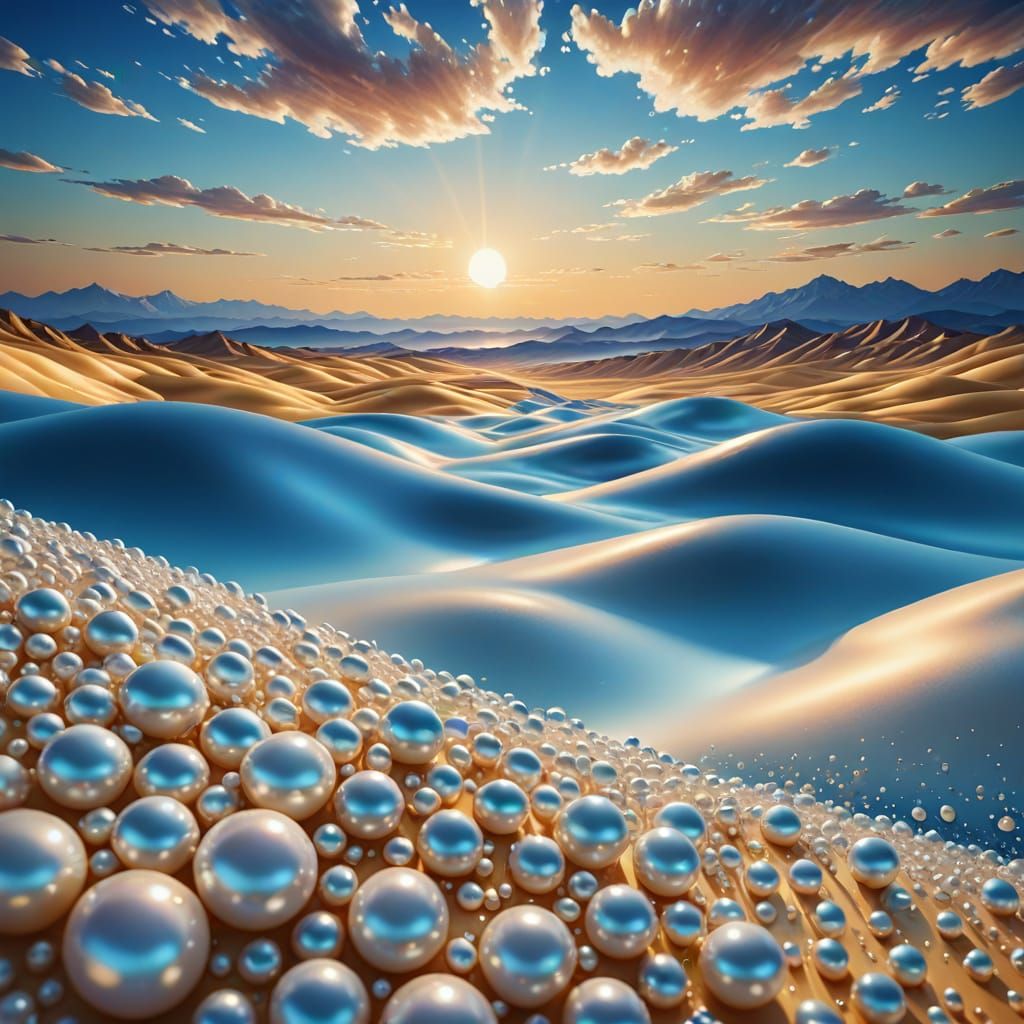 Dreamlike Fauvist Surrealism: Vibrant Iridescent Pearls