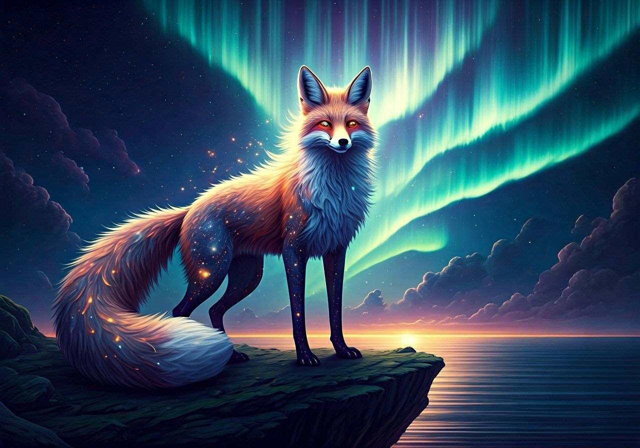 Cosmic Fox Stardust Fantasy Art