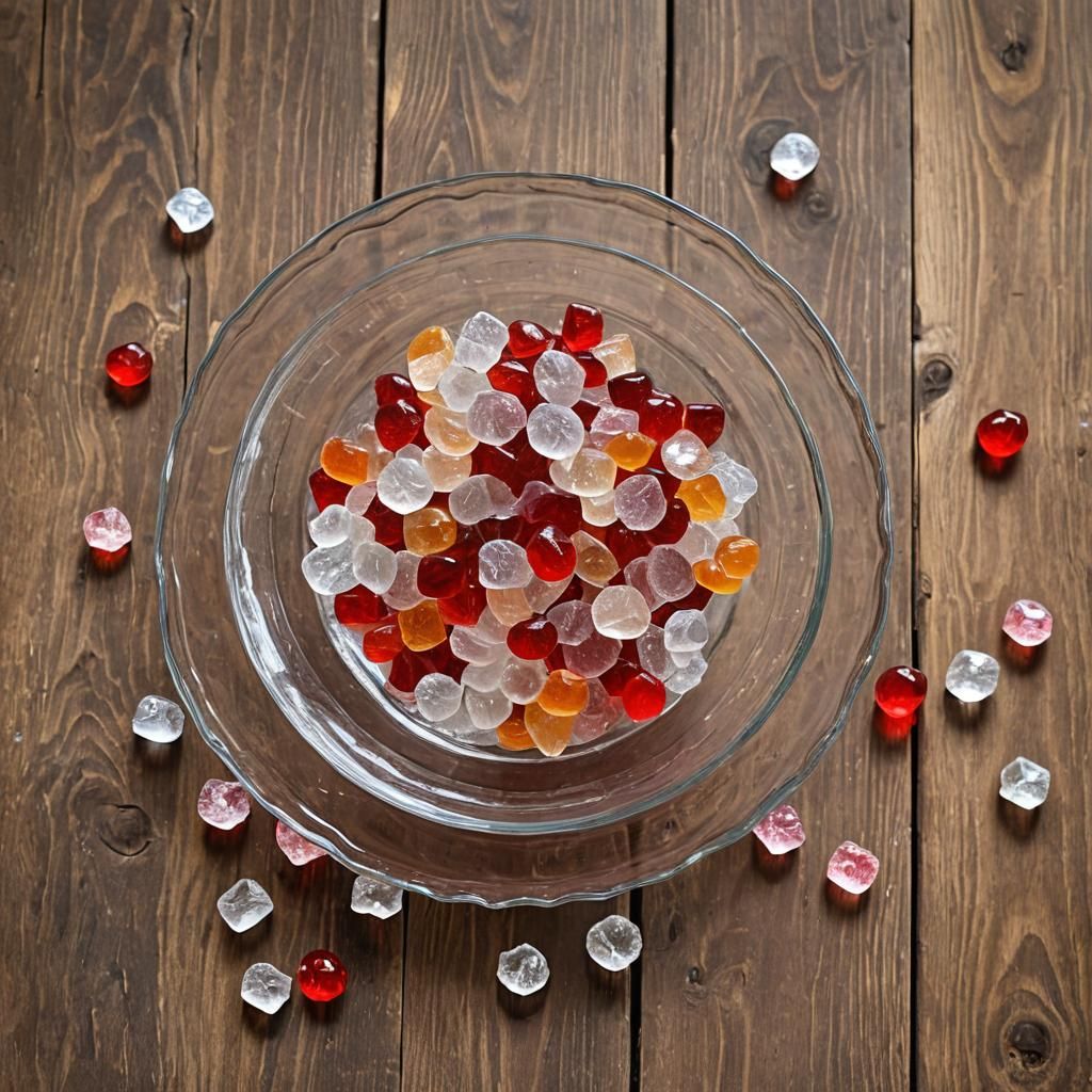 Colorful Hard Candies in Crystal Bowl Still Life