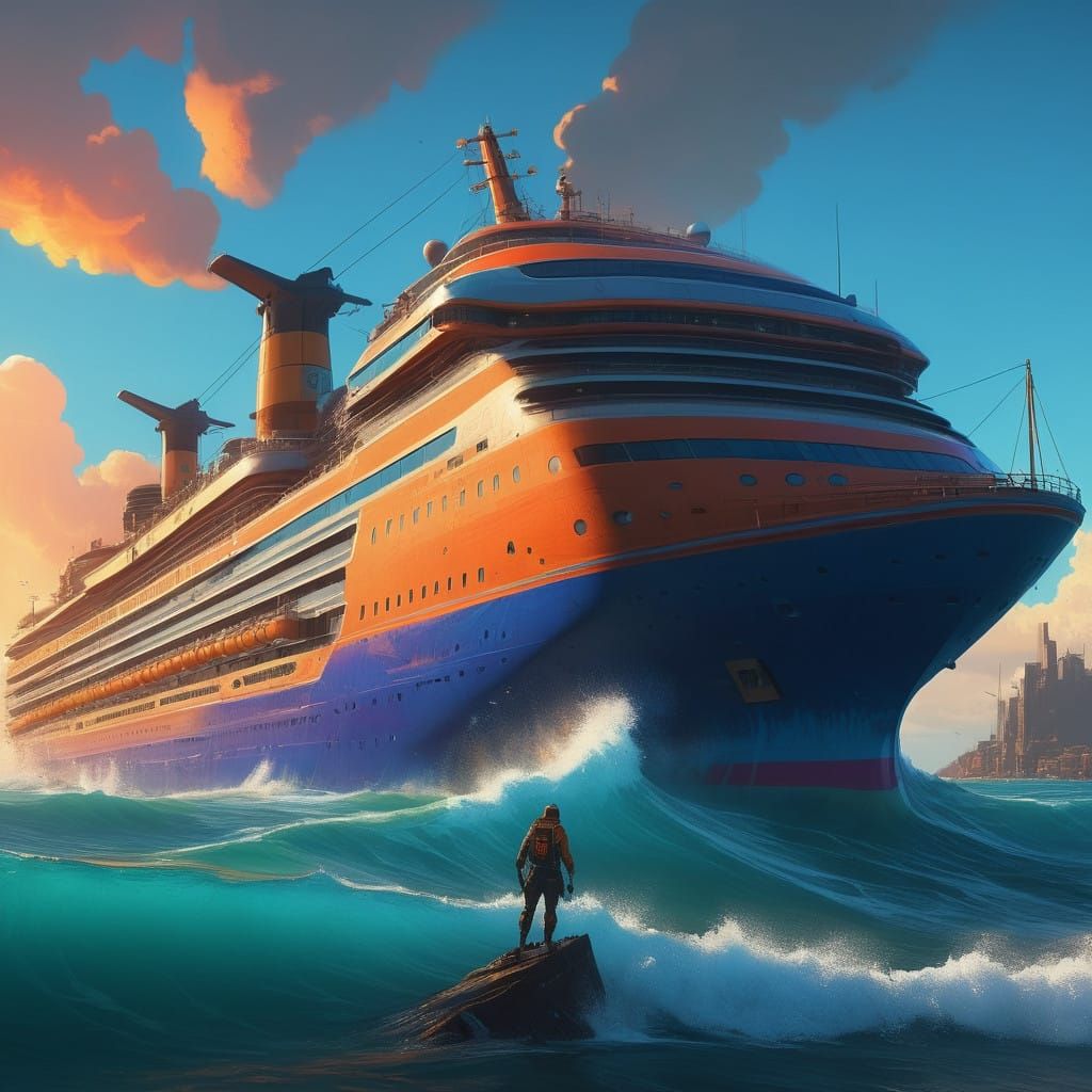 Majestic Cruise Ship Sinking in Turquoise Caribbean Waters